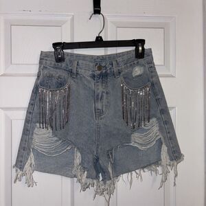 Cider Rhinestone Women’s Jeans Shorts, size Medium